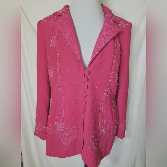Donna Vinci Jackets Coats Donna Vinci Couture Pink Beaded